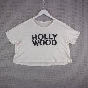 Hollywood Vintage Crop Top Wide Womens Spellout Large